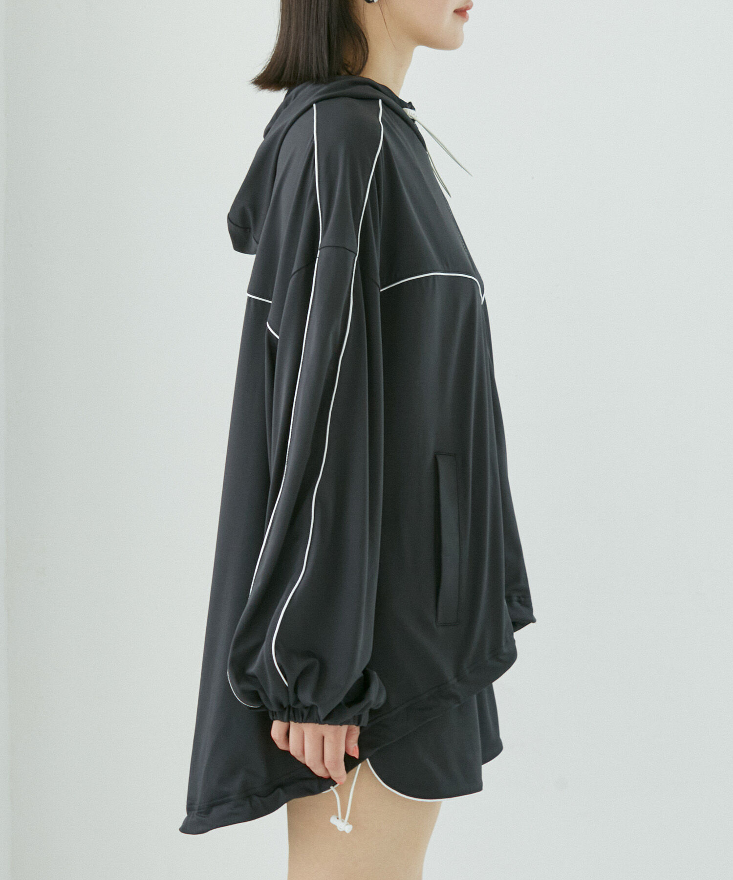 VIS「【WEB限定】ラッシュガード配色フードブルゾン【UVケア/接触冷感/洗える】」|ブルゾン・スタジャン|