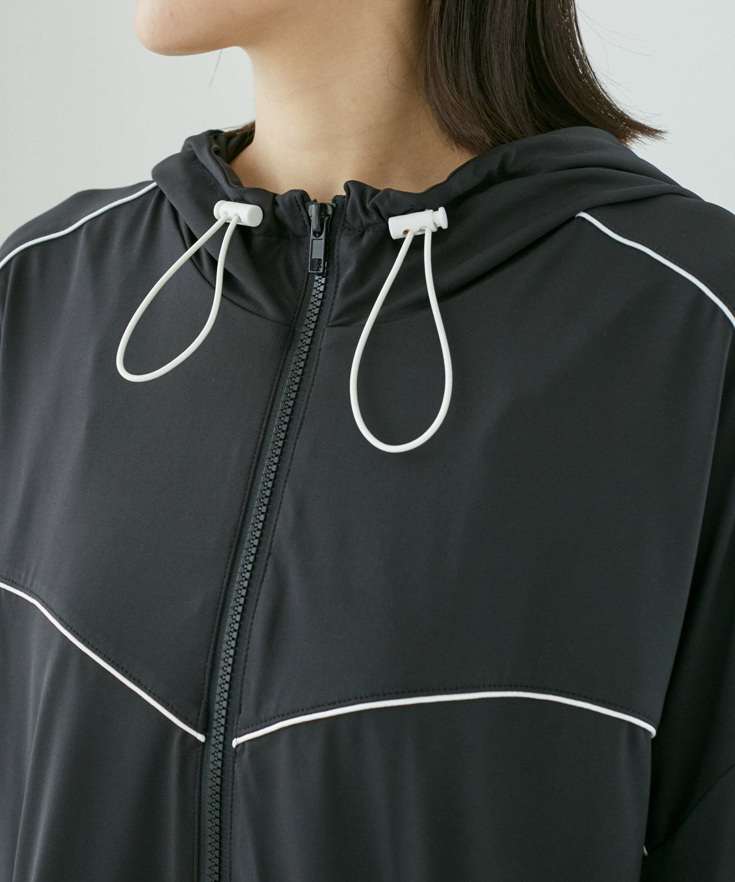 VIS「【WEB限定】ラッシュガード配色フードブルゾン【UVケア/接触冷感/洗える】」|ブルゾン・スタジャン|