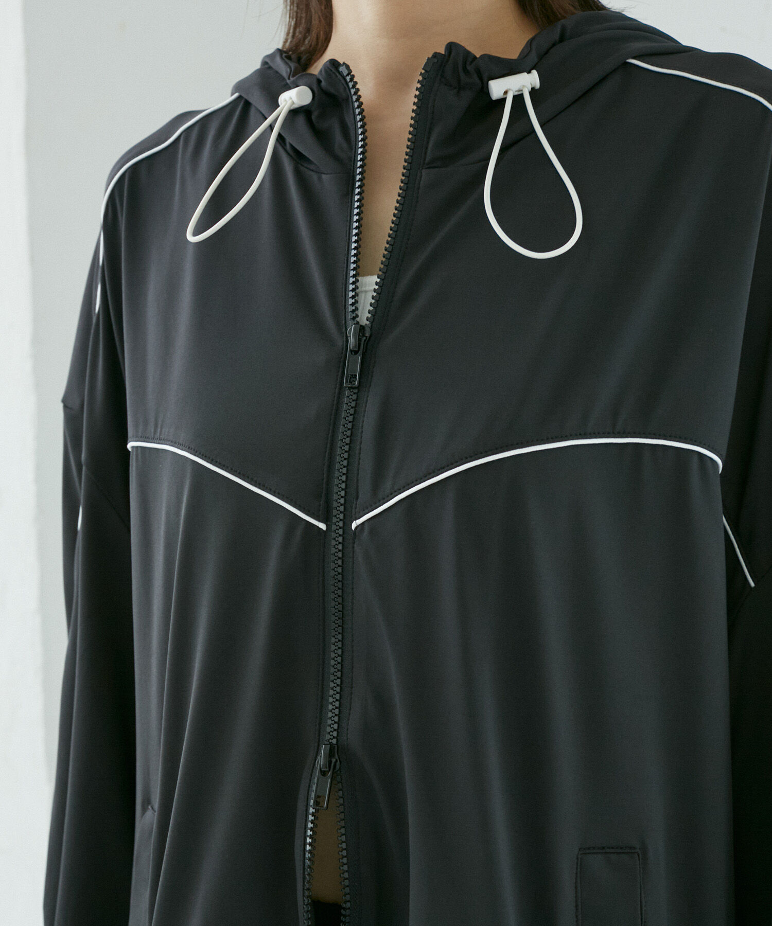 VIS「【WEB限定】ラッシュガード配色フードブルゾン【UVケア/接触冷感/洗える】」|ブルゾン・スタジャン|