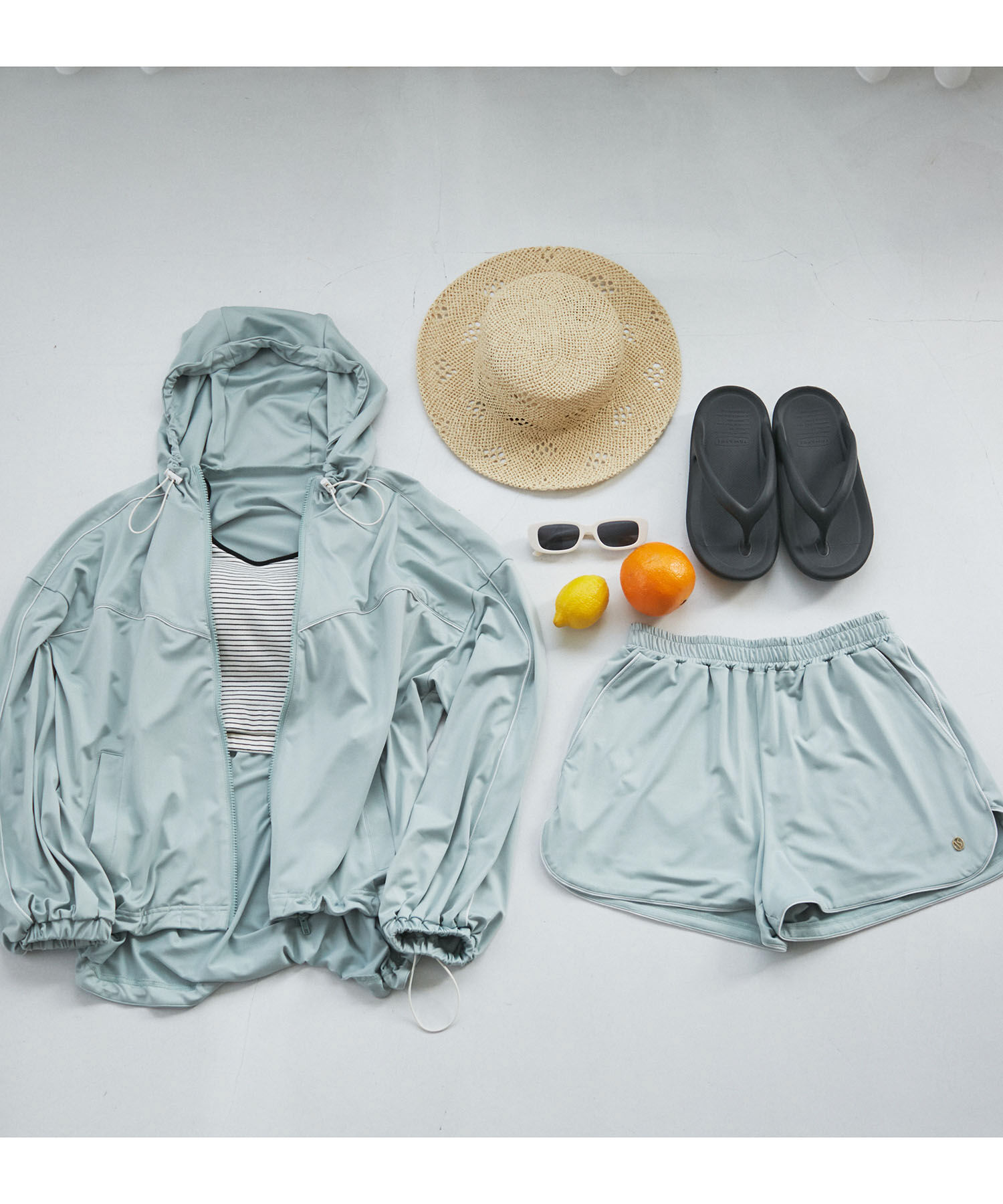 VIS「【WEB限定】ラッシュガード配色フードブルゾン【UVケア/接触冷感/洗える】」|ブルゾン・スタジャン|