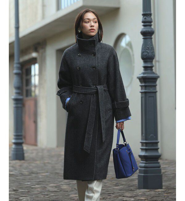 VIS「尾州シャギースタンドカラーロングコート/静電気防止・WEB限定PS・TMサイズ」|その他|