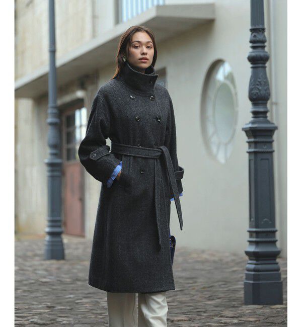 VIS「尾州シャギースタンドカラーロングコート/静電気防止・WEB限定PS・TMサイズ」|その他|