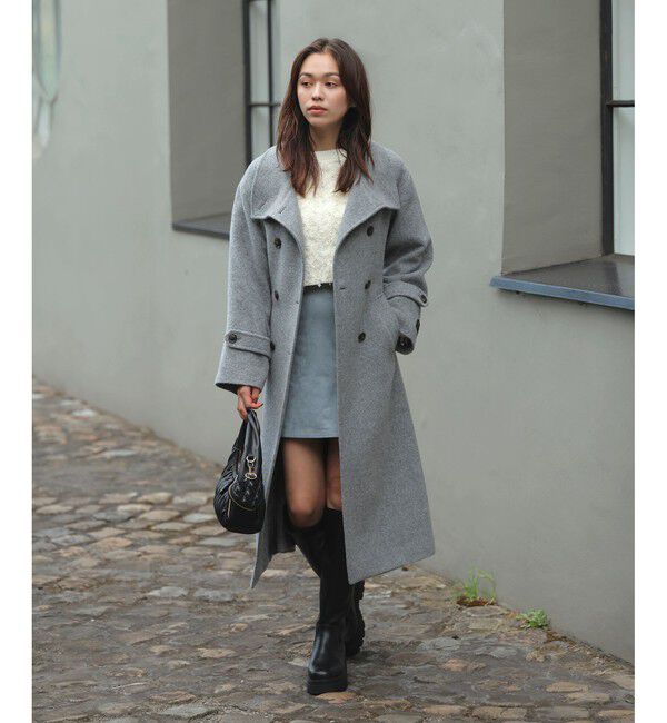 VIS「尾州シャギースタンドカラーロングコート/静電気防止・WEB限定PS・TMサイズ」|その他|