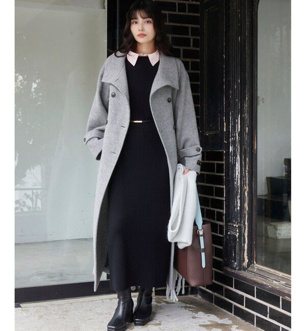 VIS「尾州シャギースタンドカラーロングコート/静電気防止・WEB限定PS・TMサイズ」|その他|