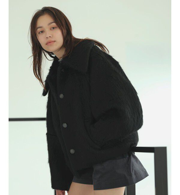 VIS「【アウター総選挙1位】ビッグカラーモモンガシャギーショートコート」|ブルゾン・スタジャン|