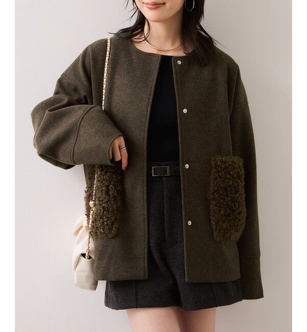 VIS「【WEB限定】ボアポケットノーカラーコート」|その他|