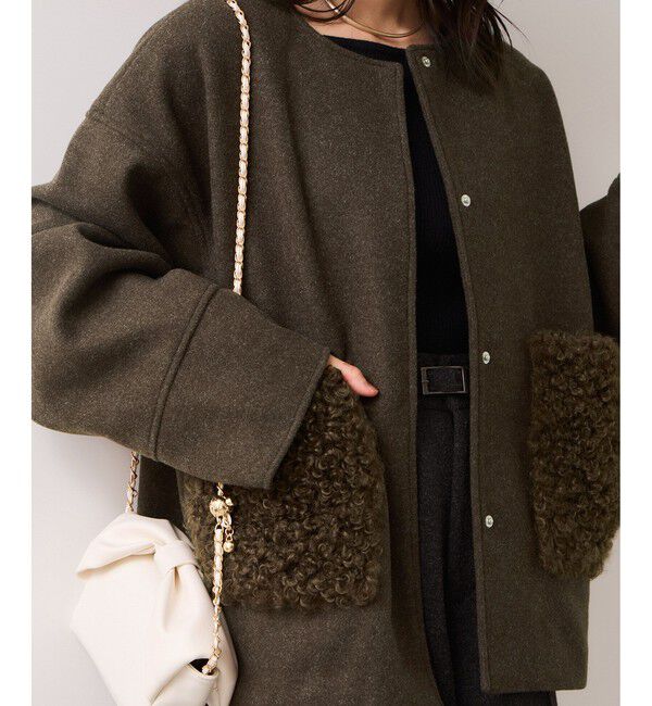 VIS「【WEB限定】ボアポケットノーカラーコート」|その他|