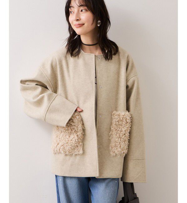 VIS「【WEB限定】ボアポケットノーカラーコート」|その他|