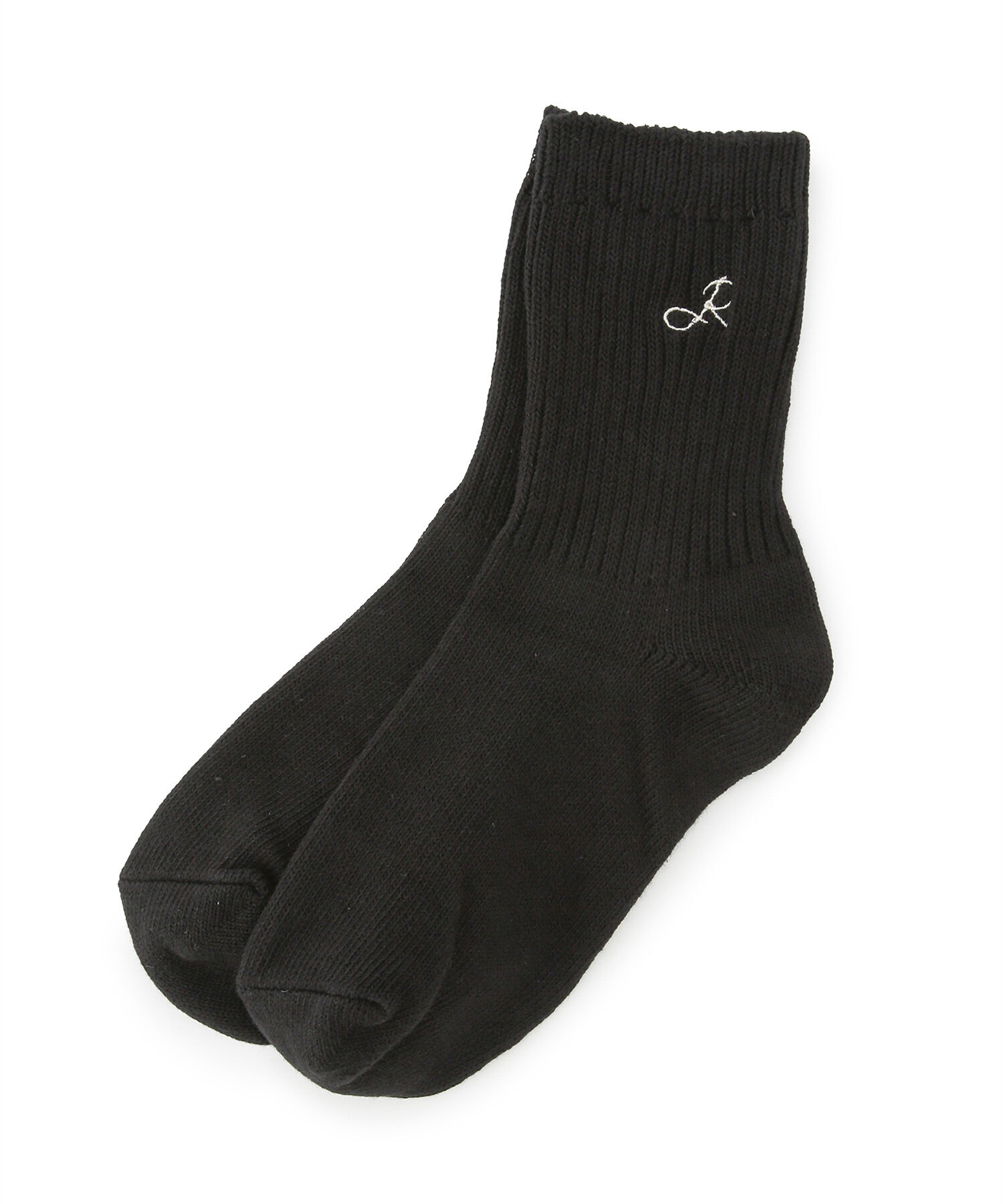 ROPE PICNIC PASSAGE「刺繍リブクルーソックス」|ソックス|ブラック(01)