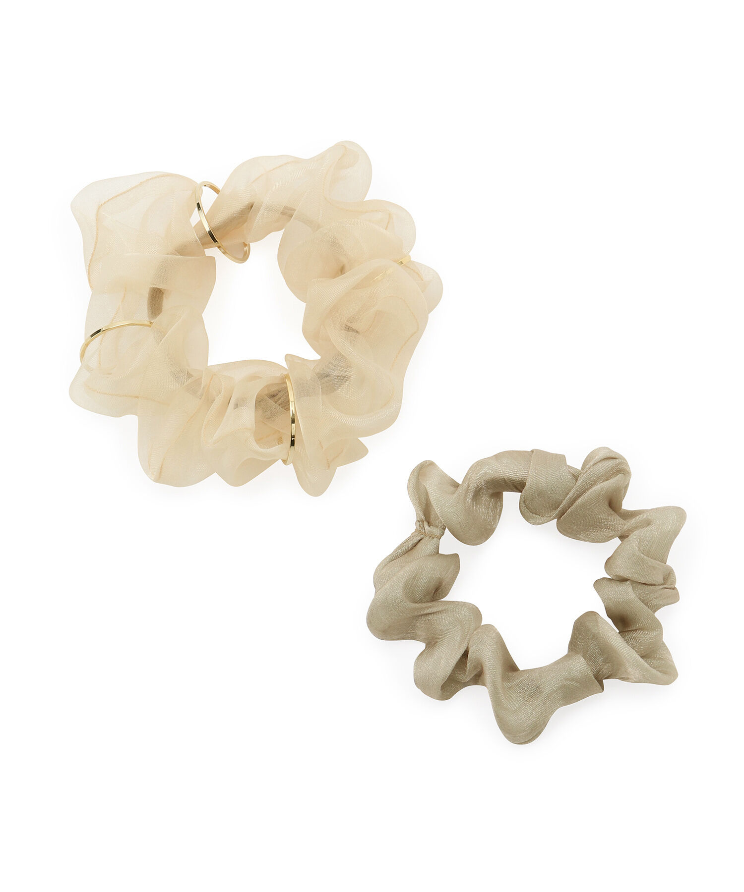 ROPE PICNIC PASSAGE「オーガンジー&times;シャイニーミニシュシュセット」|ヘアゴム・シュシュ|ベージュ系(28)