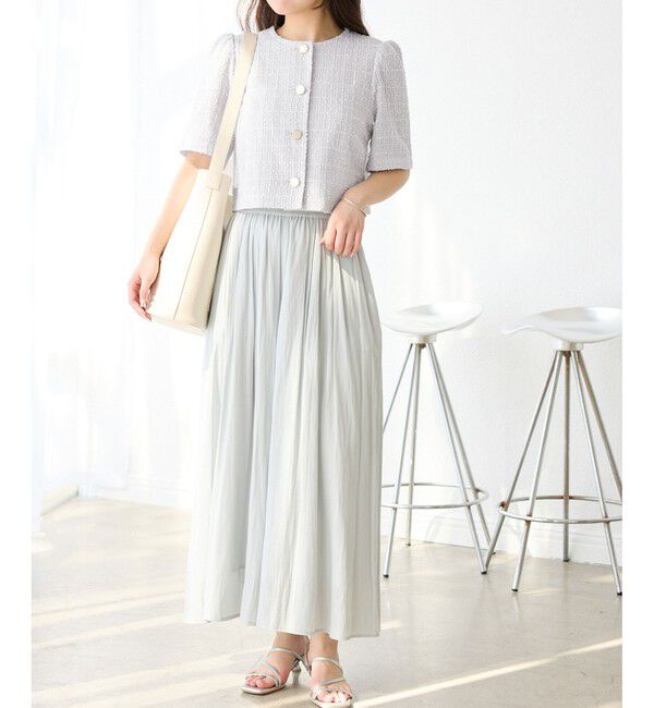 Rope&rsquo;Picnic「【サマー・ツイード】金ボタンカーディジャケット」|ノーカラージャケット|