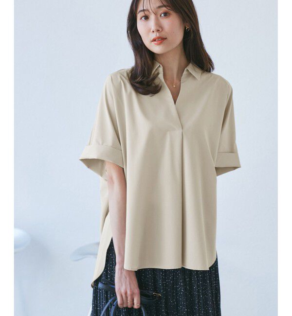Rope&rsquo;Picnic「【UVカット・接触冷感・イージーケア】スキッパーシャツブラウス」|シャツ・ブラウス|