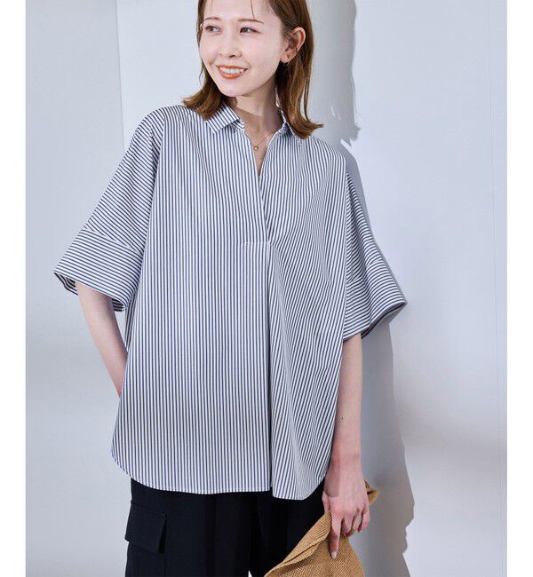 Rope&rsquo;Picnic「【UVカット・接触冷感・イージーケア】スキッパーシャツブラウス」|シャツ・ブラウス|