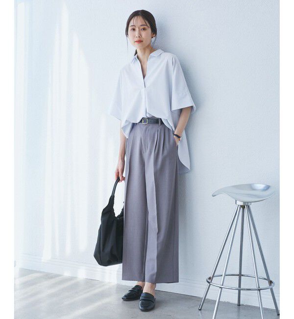 Rope&rsquo;Picnic「【UVカット・接触冷感・イージーケア】スキッパーシャツブラウス」|シャツ・ブラウス|