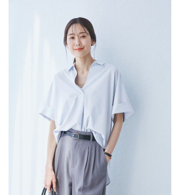 Rope&rsquo;Picnic「【UVカット・接触冷感・イージーケア】スキッパーシャツブラウス」|シャツ・ブラウス|