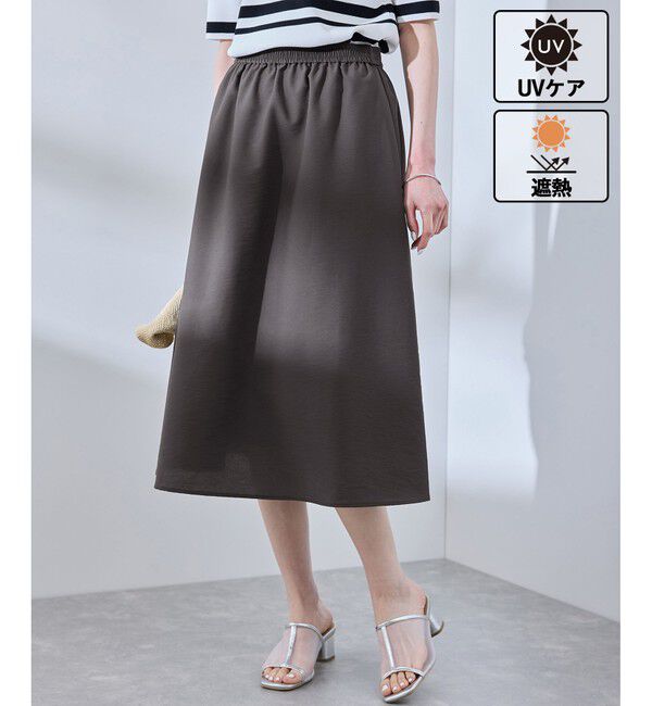 Rope&rsquo;Picnic「【UVケア・遮熱】Comfort Seriesコンフォートシリーズ/着丈が選べるフレアスカート」|スカート|チャコール(06)