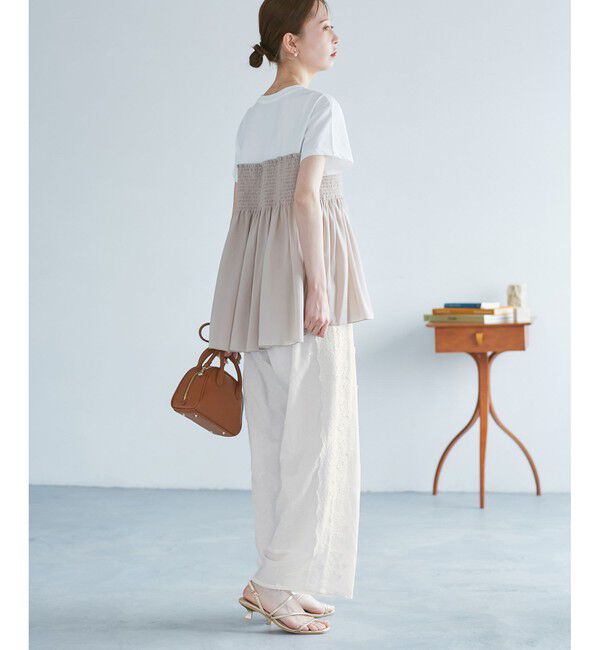 Rope&rsquo;Picnic「3D刺繍レースワイドパンツ/リンクコーデ」|チノ|