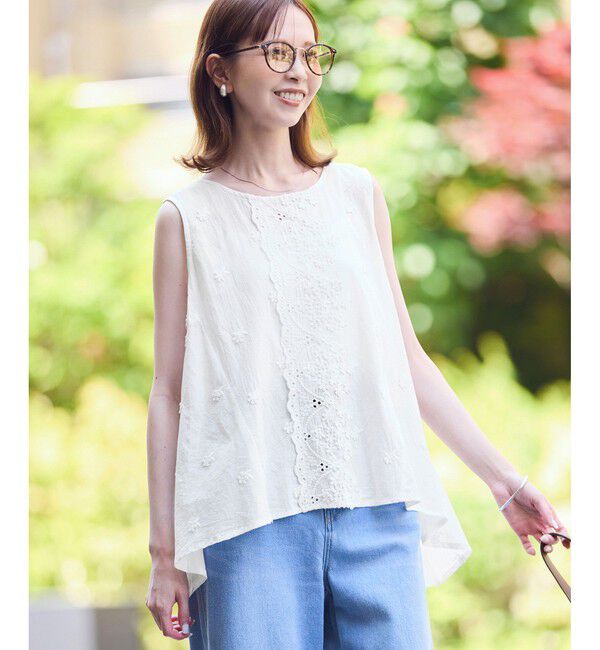 Rope&rsquo;Picnic「3Dレースノースリーブブラウス」|シャツ・ブラウス|