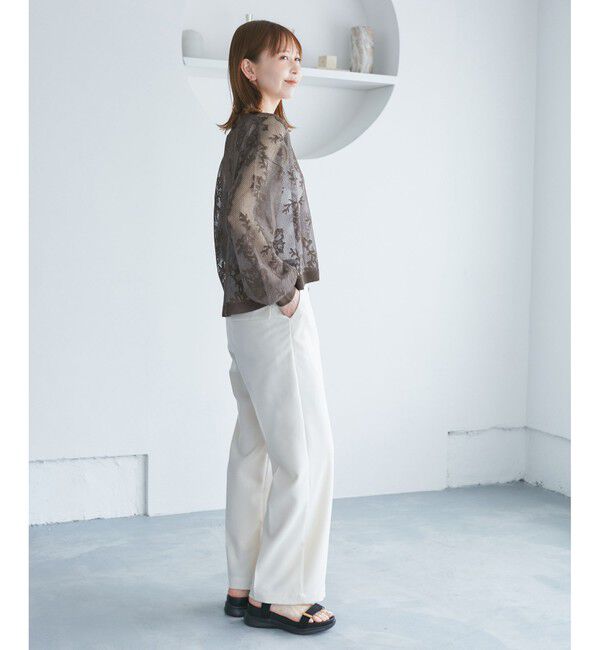 Rope&rsquo;Picnic「透かし編み花柄Vネックカーディガン」|カーディガン|