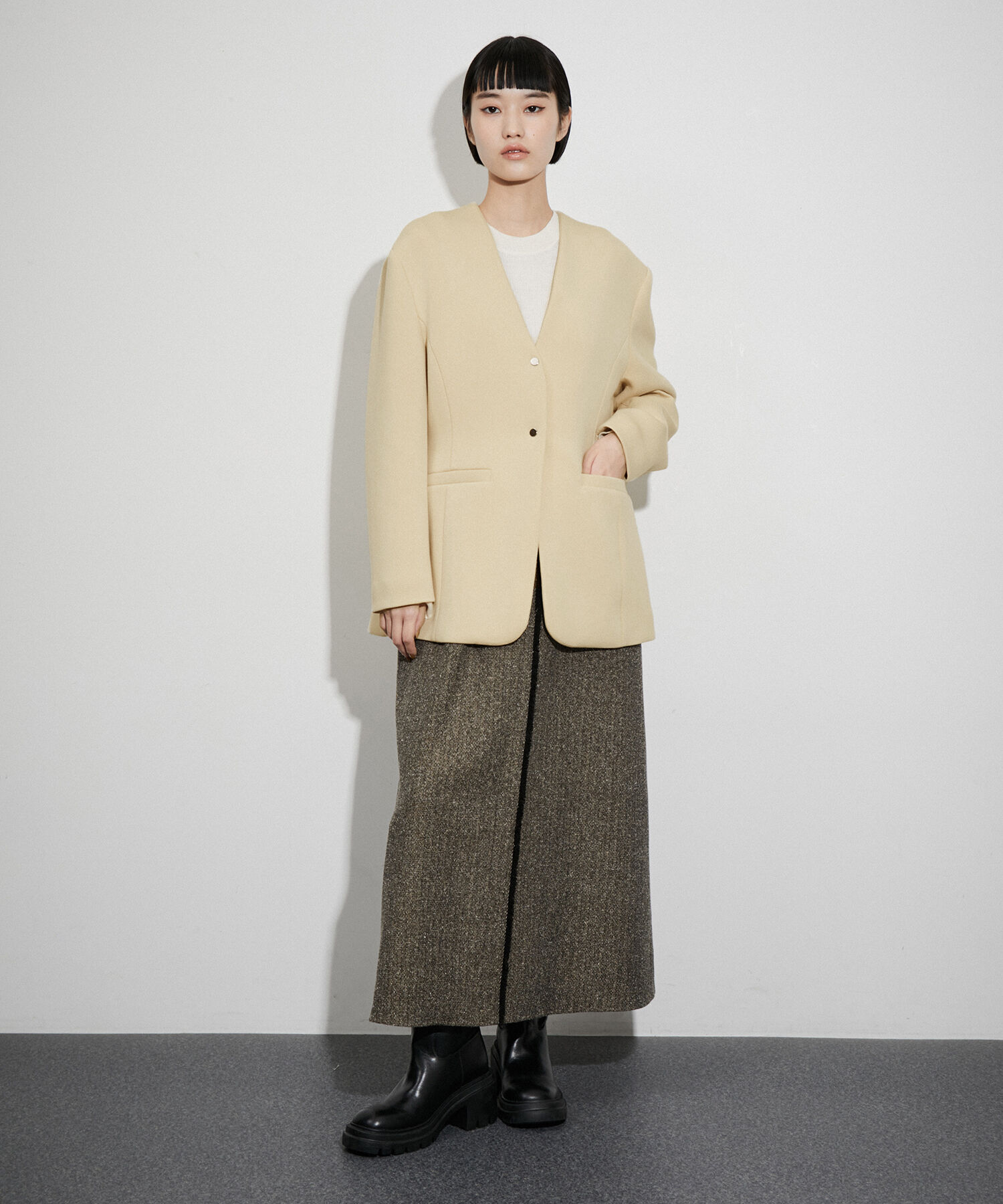 ADAM ET ROPE'「リラクシージャケット」|ノーカラージャケット|