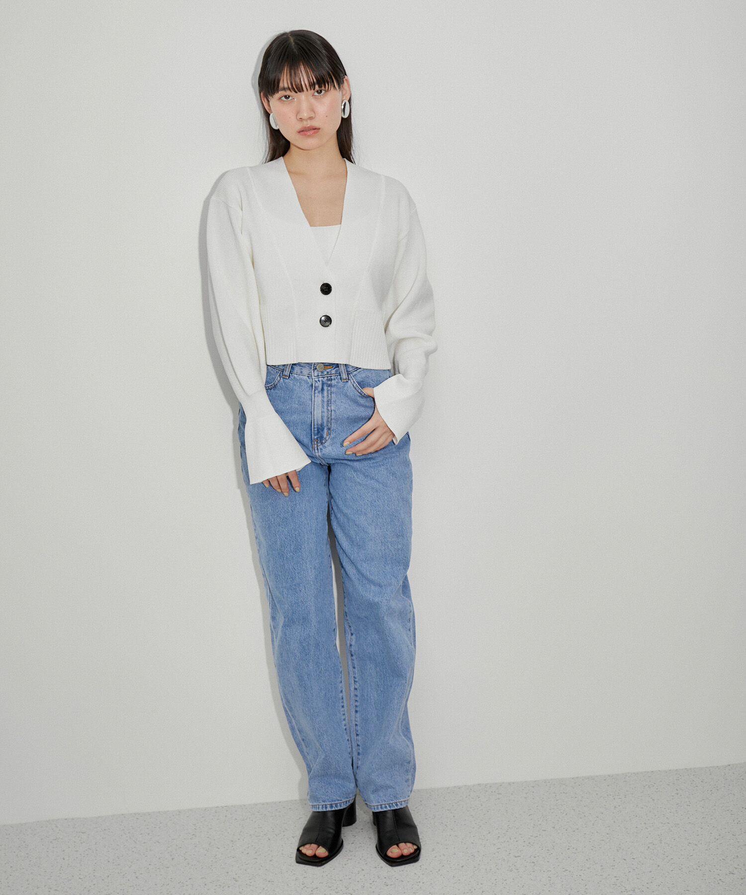 ADAM ET ROPE'「キャンディースリーブカーディガン」|カーディガン|