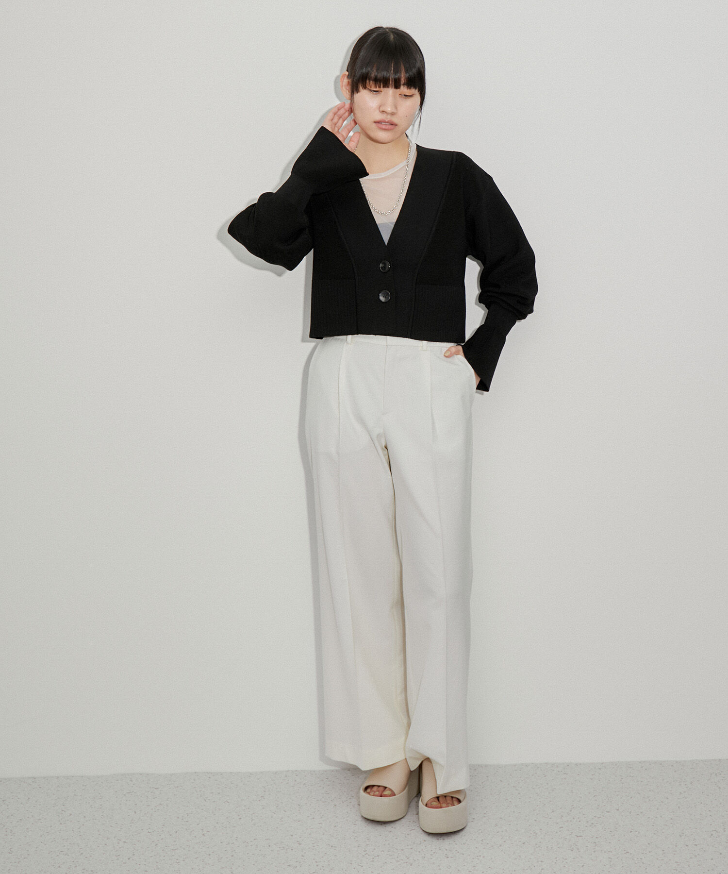 ADAM ET ROPE'「キャンディースリーブカーディガン」|カーディガン|