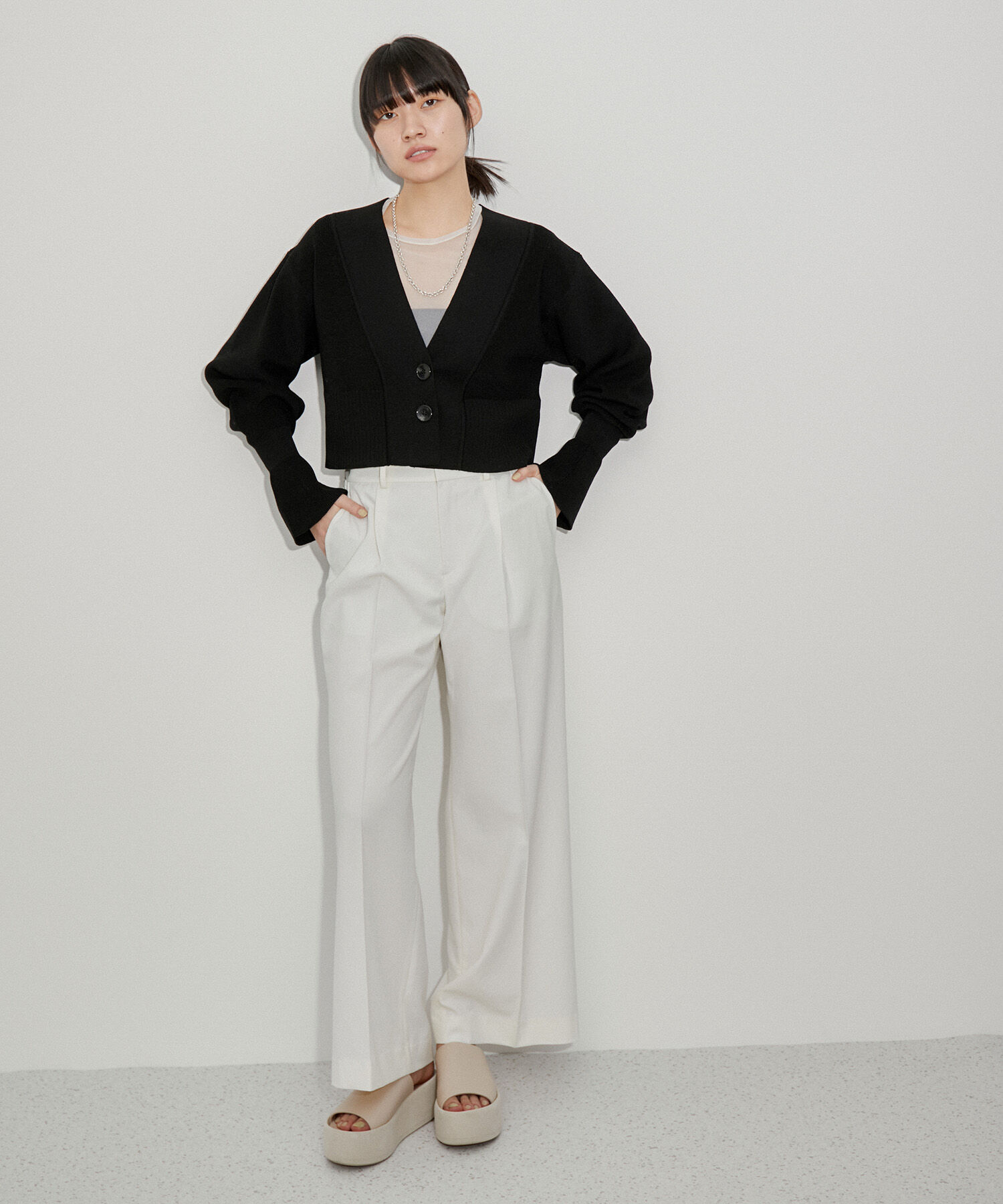 ADAM ET ROPE'「キャンディースリーブカーディガン」|カーディガン|