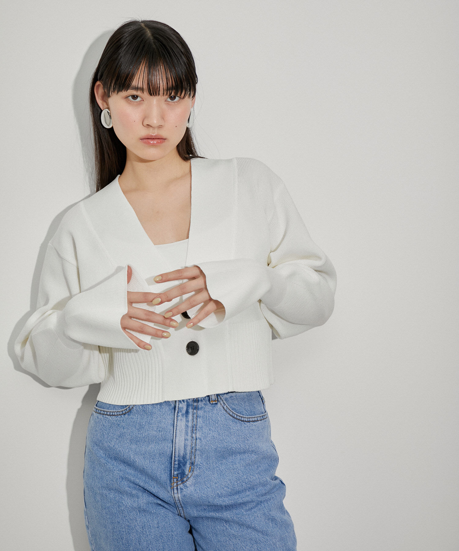 ADAM ET ROPE'「キャンディースリーブカーディガン」|カーディガン|