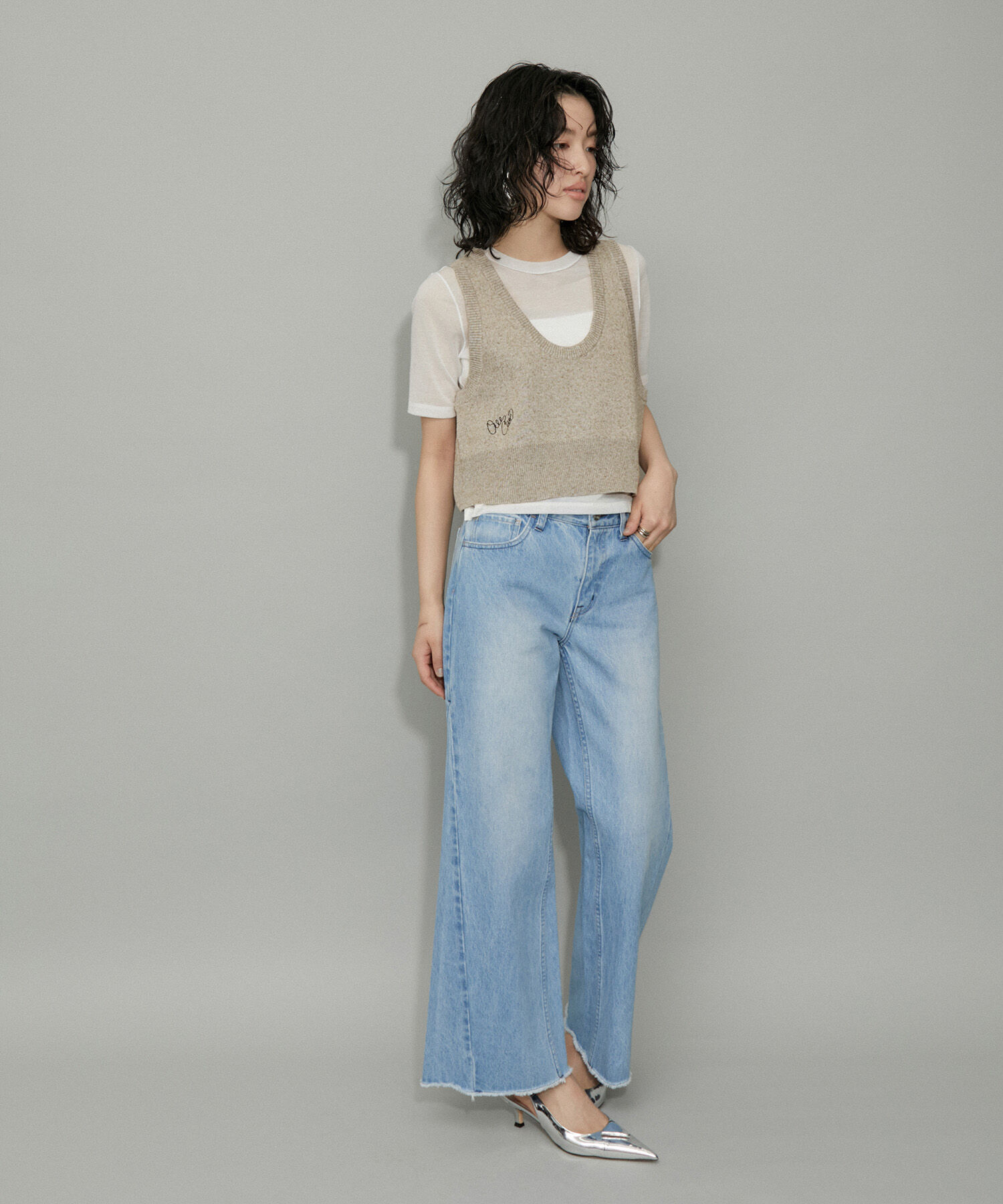 ADAM ET ROPE'「【WEB限定・洗える】ニットビスチェベスト」|ベスト・ジレ|