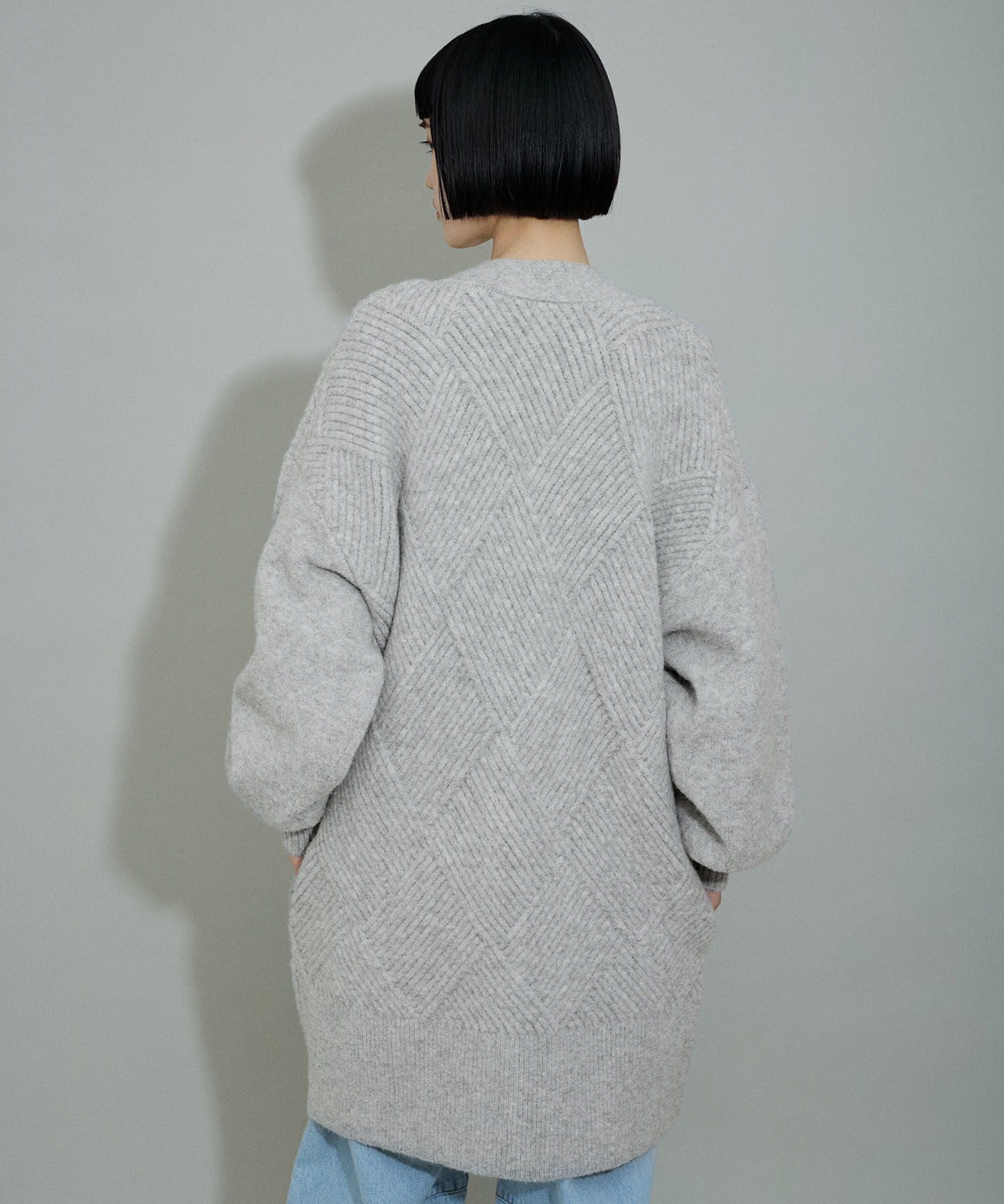 ADAM ET ROPE'「【WEB限定】柄ニットジップカーディガンミニワンピース」|カーディガン|