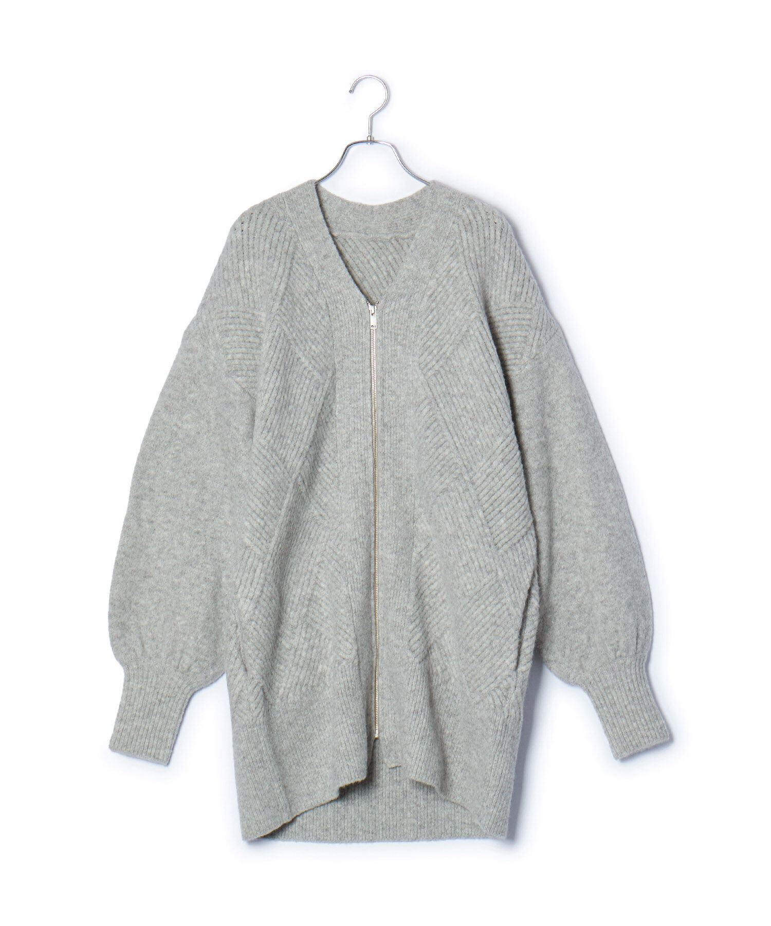 ADAM ET ROPE'「【WEB限定】柄ニットジップカーディガンミニワンピース」|カーディガン|