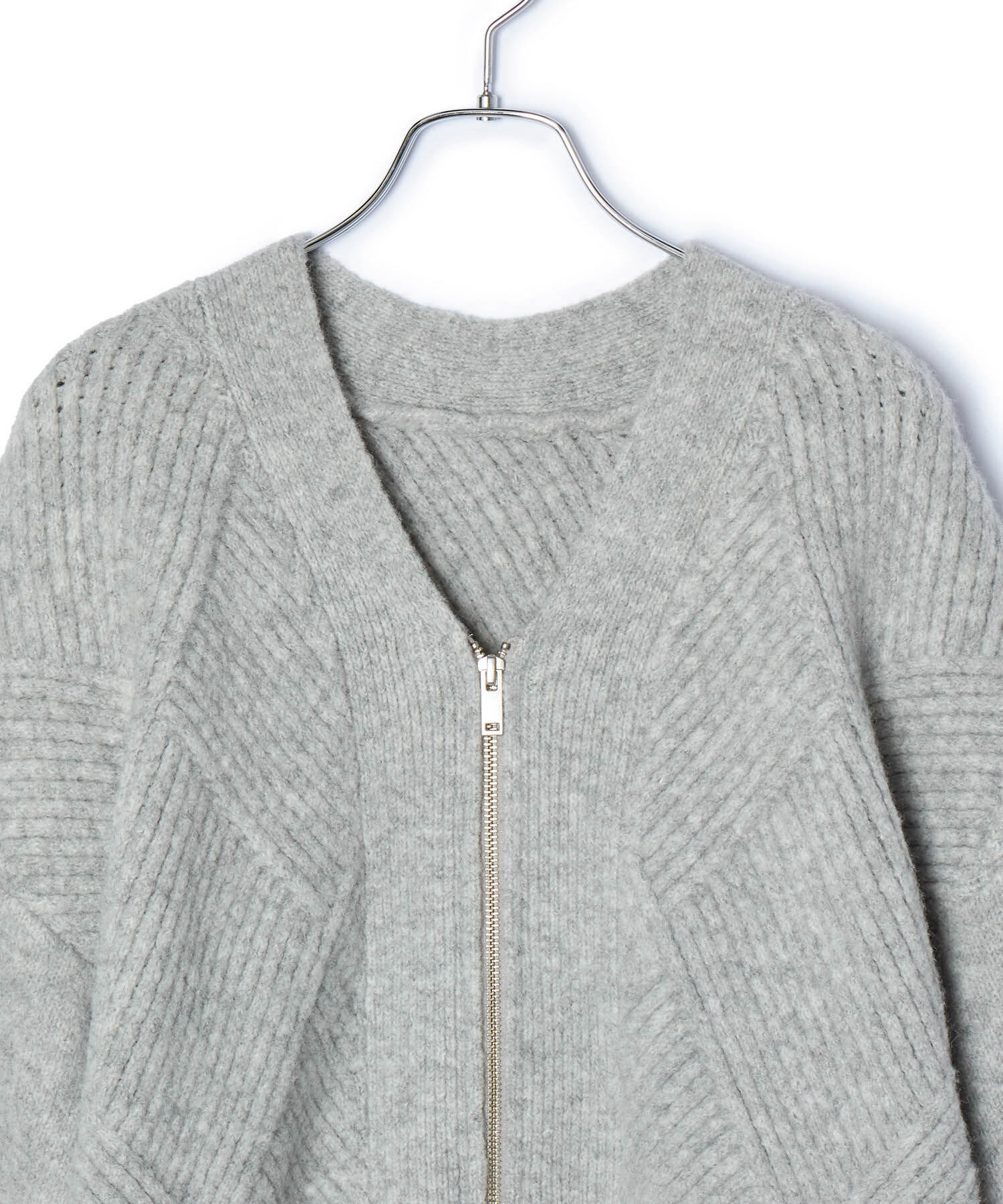 ADAM ET ROPE'「【WEB限定】柄ニットジップカーディガンミニワンピース」|カーディガン|