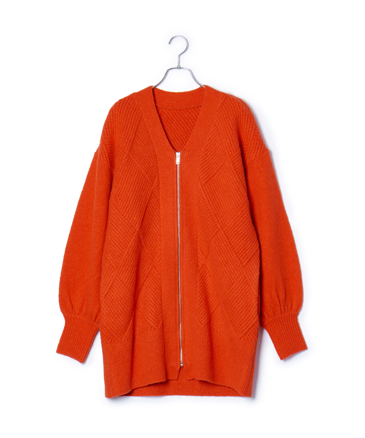 ADAM ET ROPE'「【WEB限定】柄ニットジップカーディガンミニワンピース」|カーディガン|