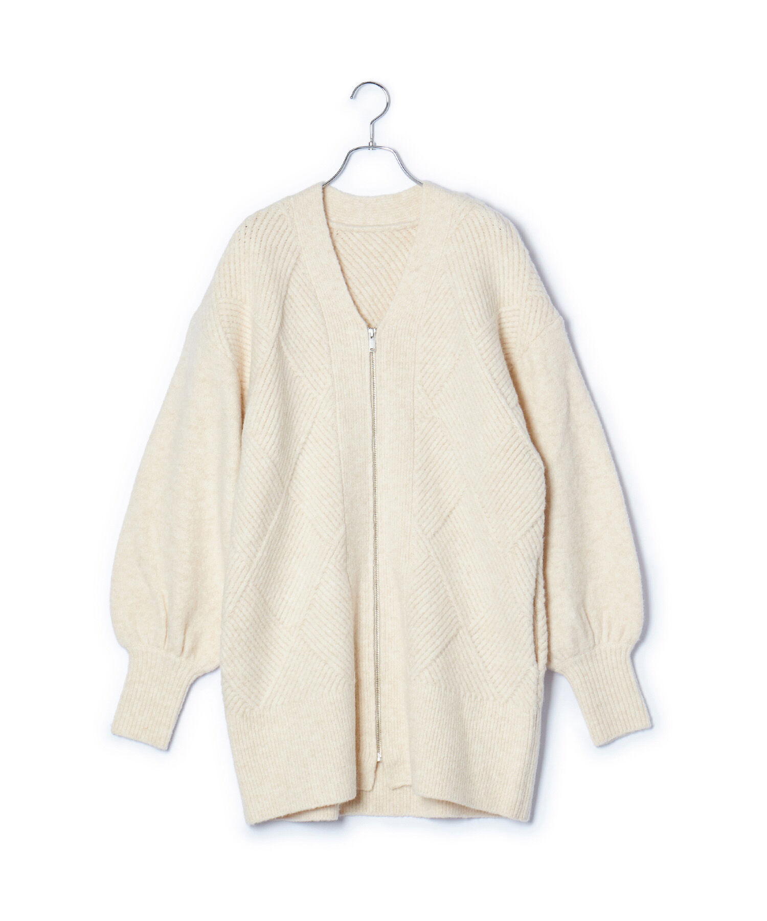 ADAM ET ROPE'「【WEB限定】柄ニットジップカーディガンミニワンピース」|カーディガン|