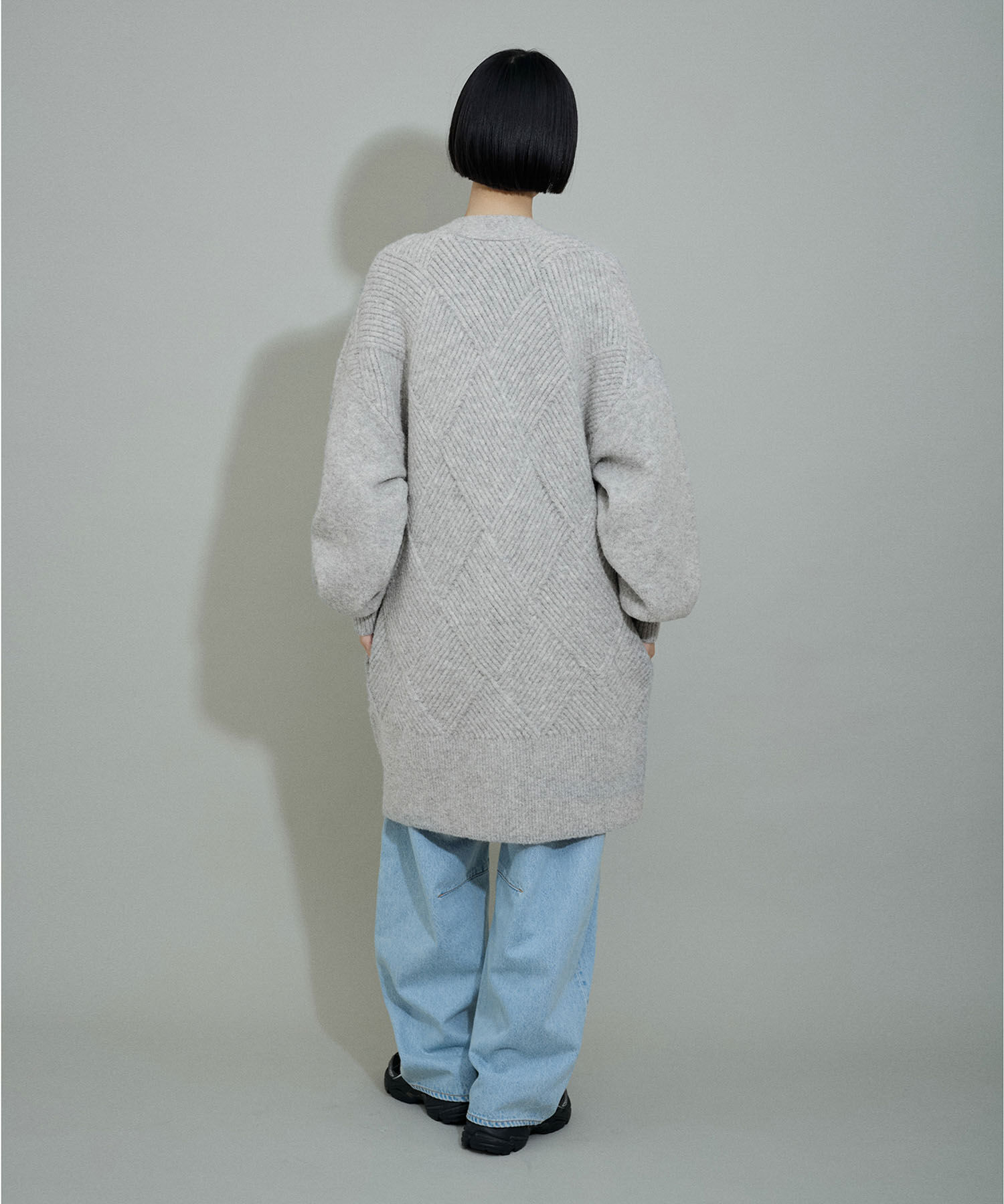 ADAM ET ROPE'「【WEB限定】柄ニットジップカーディガンミニワンピース」|カーディガン|