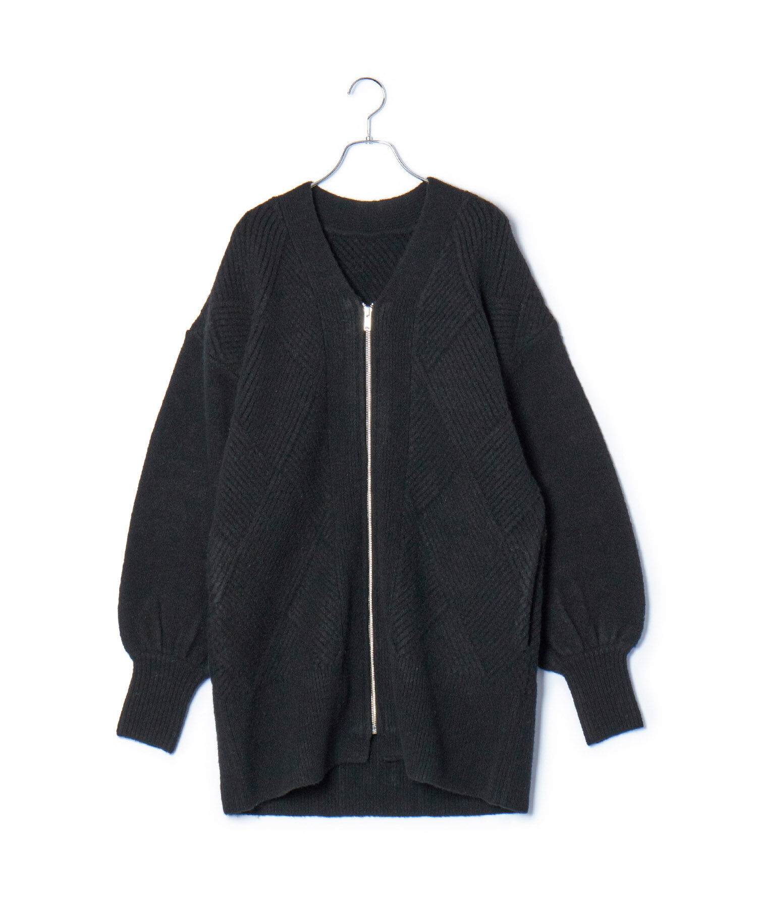 ADAM ET ROPE'「【WEB限定】柄ニットジップカーディガンミニワンピース」|カーディガン|