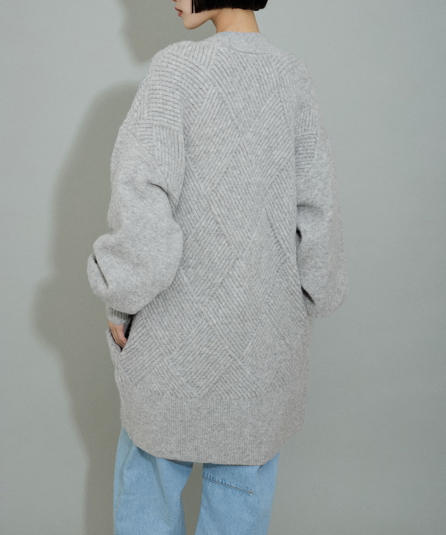 ADAM ET ROPE'「【WEB限定】柄ニットジップカーディガンミニワンピース」|カーディガン|