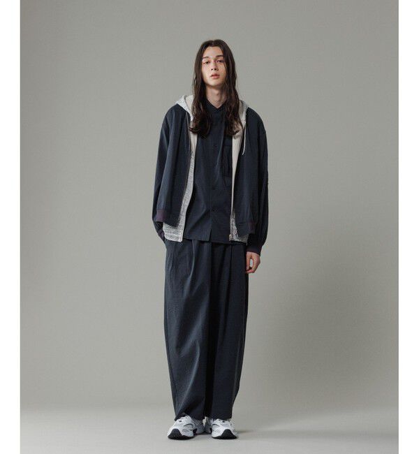 ADAM ET ROPE'「ストレッチナイロン ボリューム イージー ワイドパンツ / 接触冷感 / セットアップ対応」|チノ|