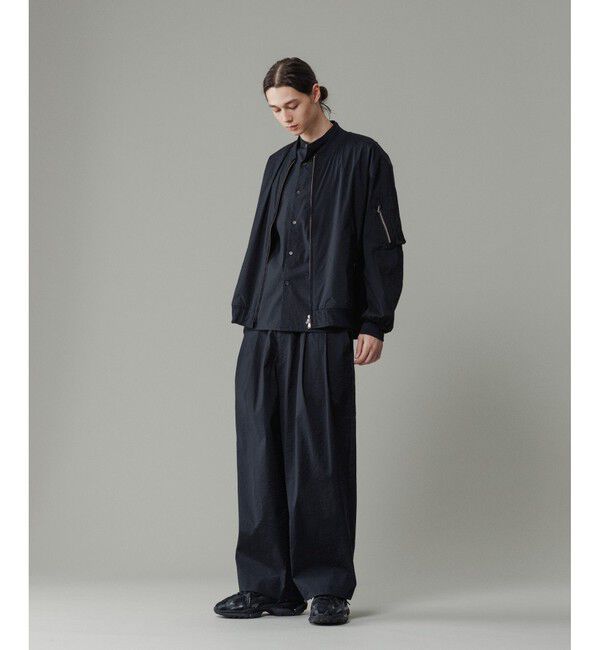 ADAM ET ROPE'「ストレッチナイロン ボリューム イージー ワイドパンツ / 接触冷感 / セットアップ対応」|チノ|