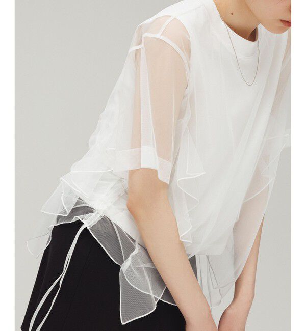 ADAM ET ROPE'「【サステナブル】・【定番人気】ギャザーチュールトップス」|Tシャツ・カットソー|