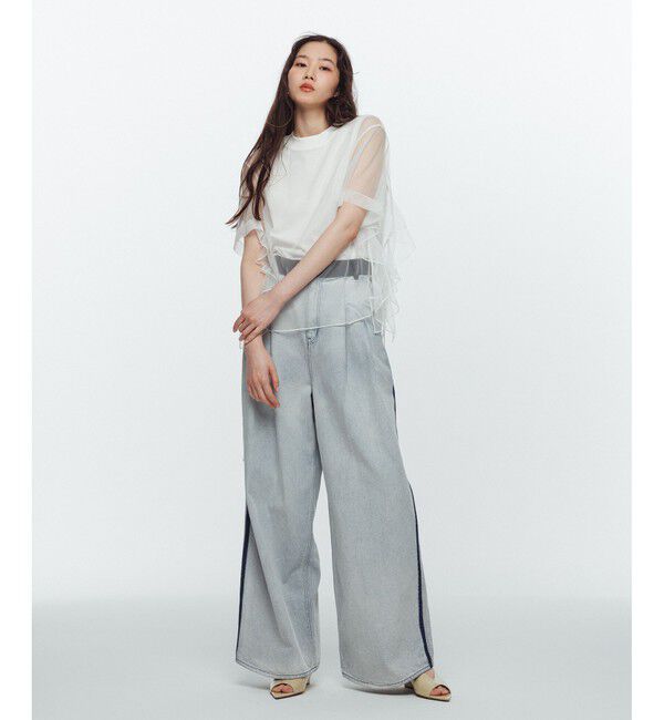 ADAM ET ROPE'「【サステナブル】・【定番人気】ギャザーチュールトップス」|Tシャツ・カットソー|