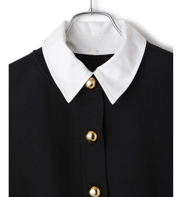 ADAM ET ROPE'「【サステナブル】カラー付きハーフスリーブカーディガン」|カーディガン|