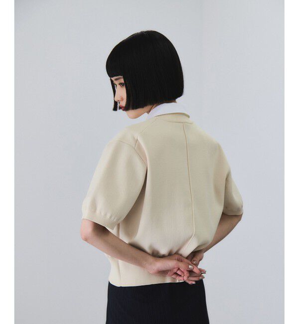 ADAM ET ROPE'「【サステナブル】カラー付きハーフスリーブカーディガン」|カーディガン|