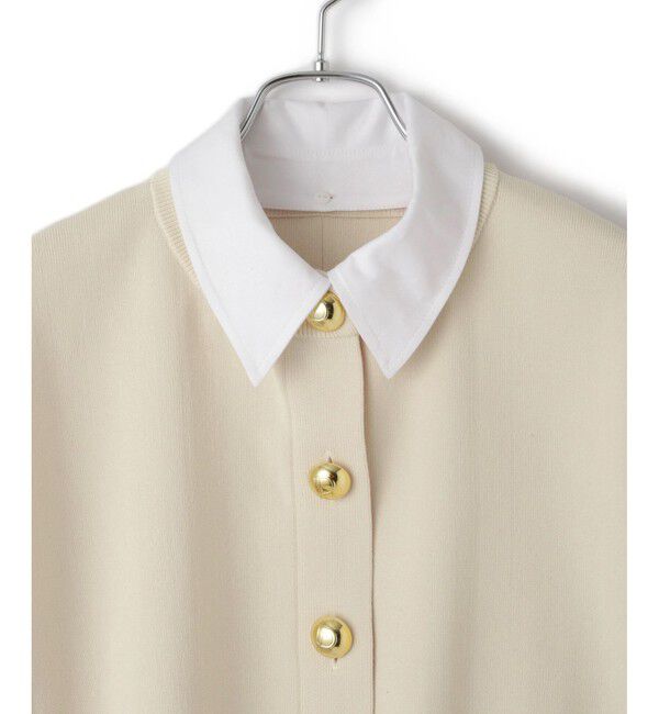 ADAM ET ROPE'「【サステナブル】カラー付きハーフスリーブカーディガン」|カーディガン|