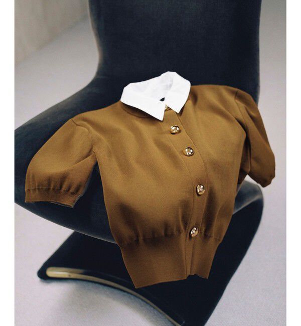 ADAM ET ROPE'「【サステナブル】カラー付きハーフスリーブカーディガン」|カーディガン|