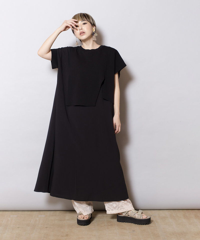  「ニットレイヤードワンピース」|ワンピース|