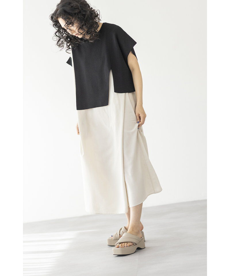  「ニットレイヤードワンピース」|ワンピース|