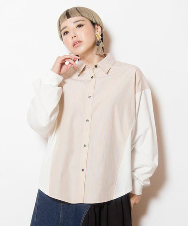  「ストライプ切替ブラウス」|シャツ・ブラウス|L.BEIGE