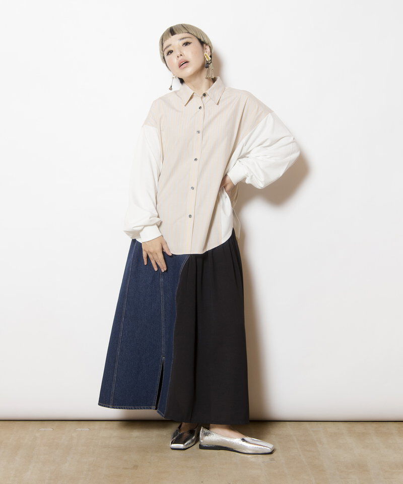  「ストライプ切替ブラウス」|シャツ・ブラウス|