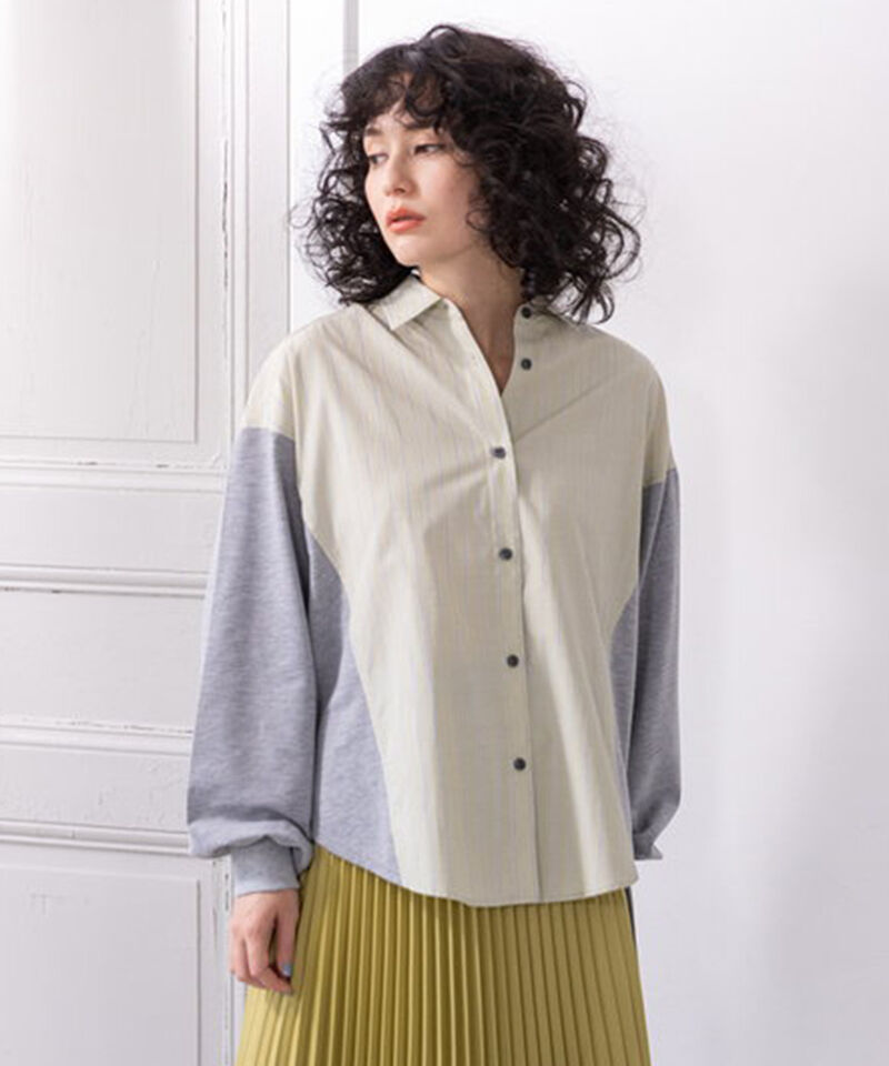  「ストライプ切替ブラウス」|シャツ・ブラウス|L.GREEN